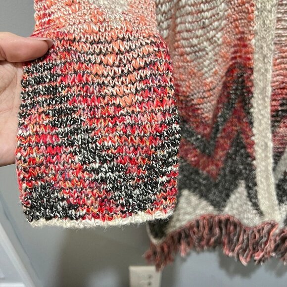 Lucky Brand Womens Brown Open Tribal Cardigan Sweater Small Fringe Long Sleeve - Picture 9 of 13